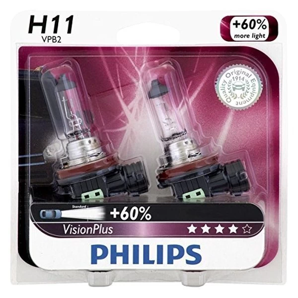 Philips® H11VPB2 - VisionPlus Replacement Bulbs (H11) - Image 4