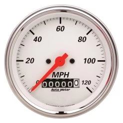 Auto Meter® 1379 - Arctic White Series 3-3/8" Speedometer Gauge, 0-120 MPH