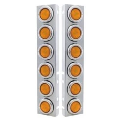 United Pacific® 30064 - Front Air Cleaner Chrome Amber Parking Lights With 12 X 2" Flat Lights