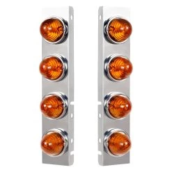 United Pacific® 30981 - Front Air Cleaner Chrome Amber Parking Lights With 8 X Glass Beehive Lights