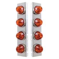 United Pacific® 30983 - Front Air Cleaner Chrome Dark Amber Parking Lights With 8 X Glass Watermelon Lights