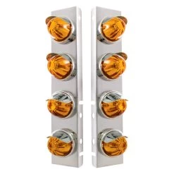 United Pacific® 30986 - Front Air Cleaner Chrome Amber Parking Lights With 8 X Glass Watermelon Lights