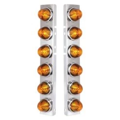United Pacific® 30994 - Front Air Cleaner Chrome Amber Parking Lights With 12 X Glass Beehive Lights