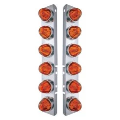 United Pacific® 30996 - Front Air Cleaner Chrome Dark Amber Parking Lights With 12 X Glass Watermelon Lights