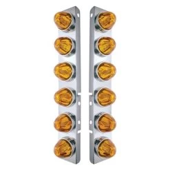 United Pacific® 30998 - Front Air Cleaner Chrome Amber Parking Lights With 12 X Glass Watermelon Lights