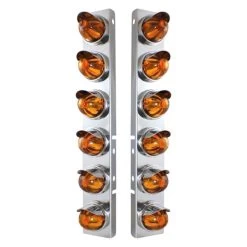 United Pacific® 30999 - Front Air Cleaner Chrome Amber Parking Lights With 12 X Glass Watermelon Lights