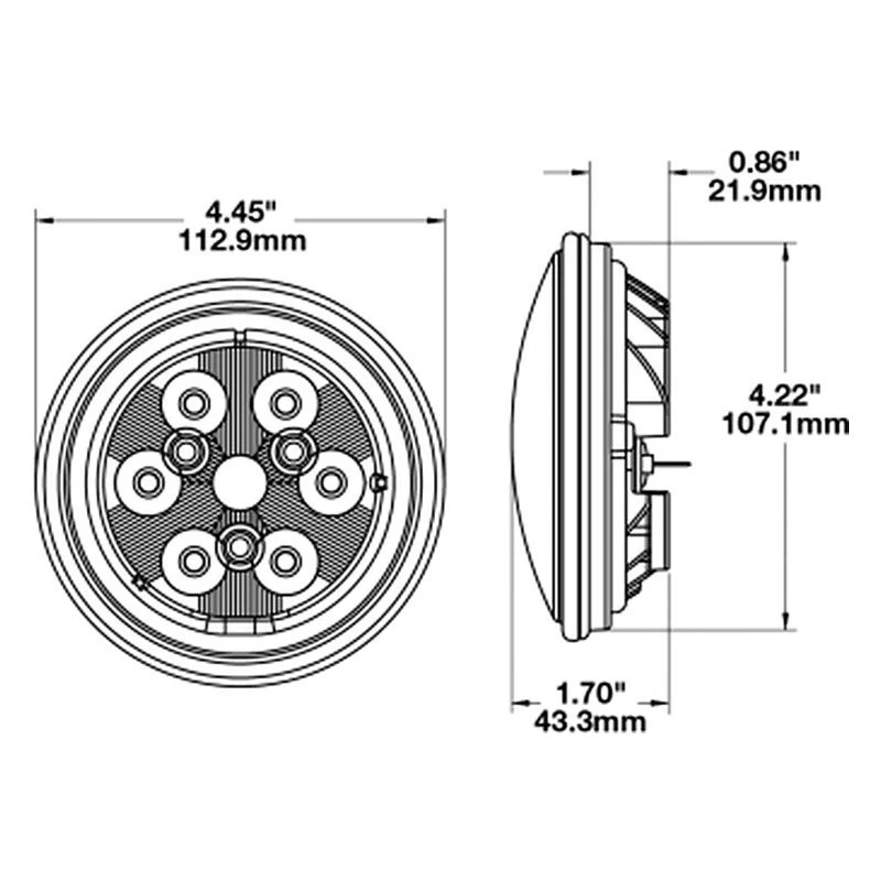 J.W. Speaker® 3157481 - 6040 Series Panel Mount 4.45" 24W Round Gray Housing Trapezoid Beam LED Light - Image 10