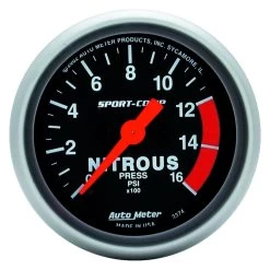 Auto Meter® 3374 - Sport-Comp Series 2-1/16" Nitrous Pressure Gauge, 0-1600 PSI