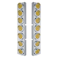 United Pacific® 34582 - Front Air Cleaner Chrome Amber Parking Lights With 14 X 2" Flat Lights