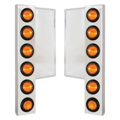United Pacific® 34786 - Front Air Cleaner Chrome Amber Parking Lights With 12 X 2" Flat Lights