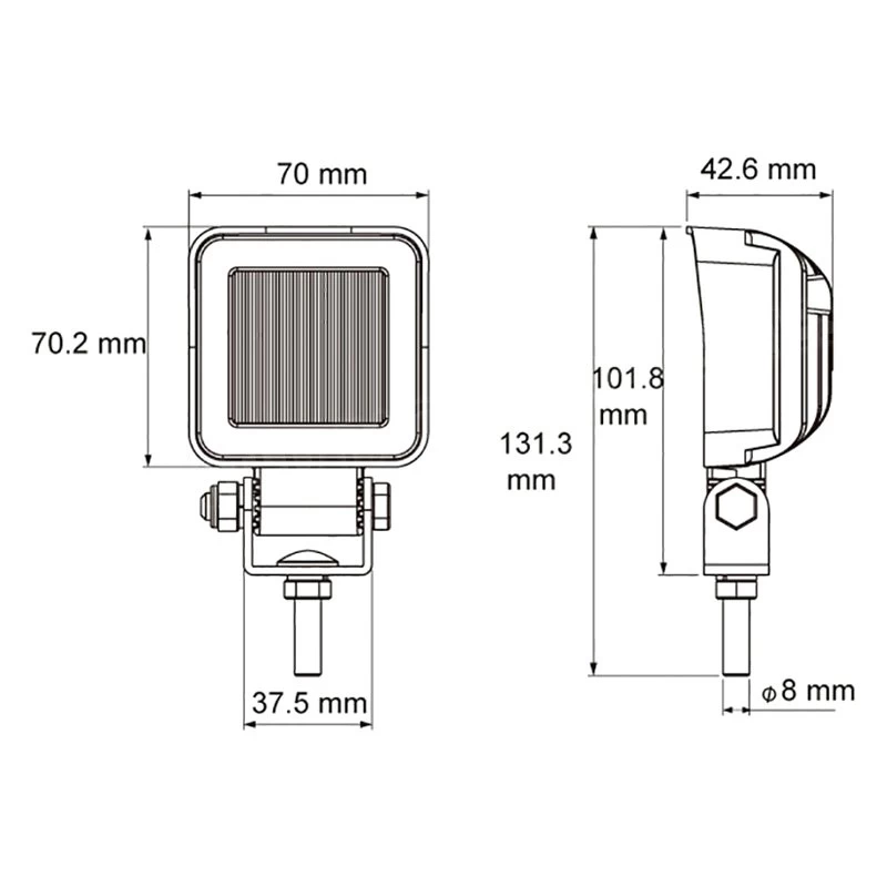 United Pacific® - Square Flood Beam LED Light (2.75", 3.88", 4.92") - Image 15