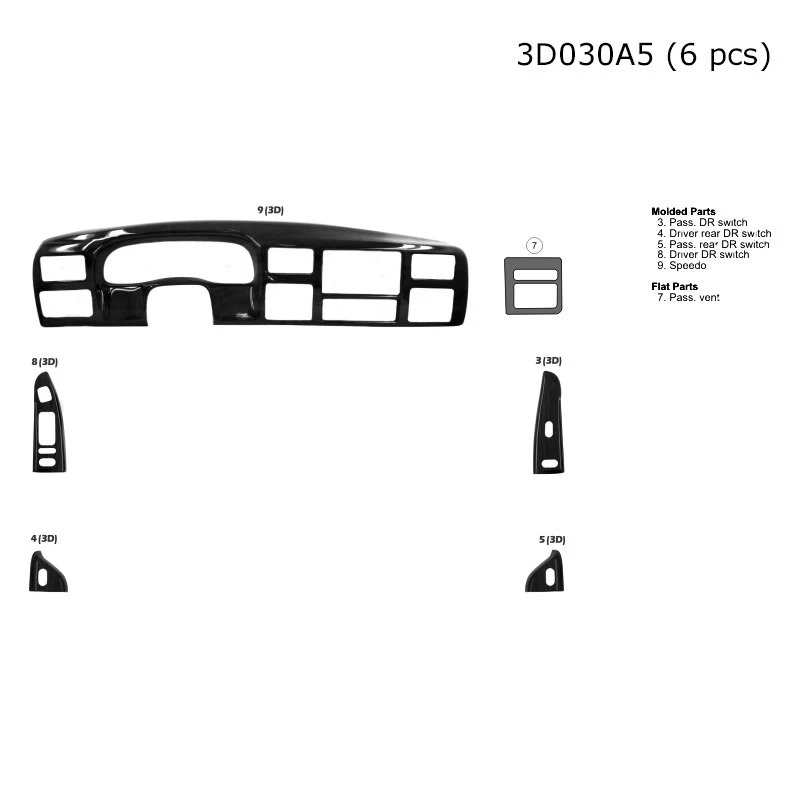 B&I® 3D030A5-SNB - Combo Natural Birdseye Small Dash Kit (6 Pcs)