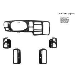 B&I® 3D034B1-DC4 - 3D Molded Yellow Fiber Large Dash Kit (6 Pcs)