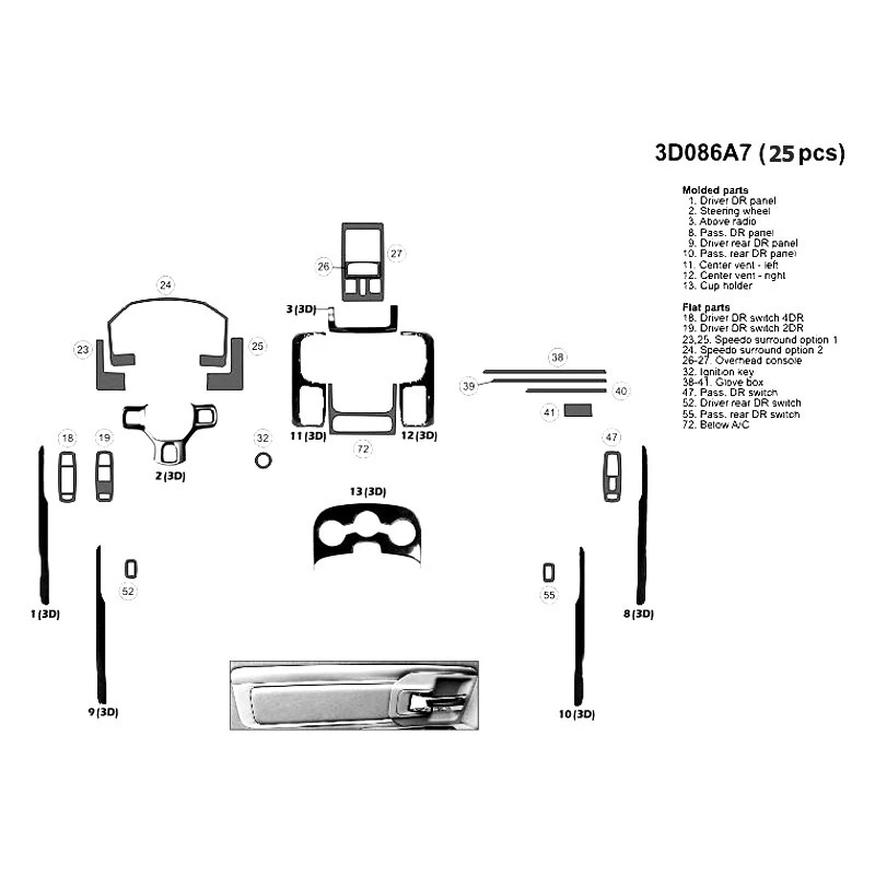 B&I® 3D086A7-DP2M - Combo Matted Mahogany Medium Dash Kit (25 Pcs)