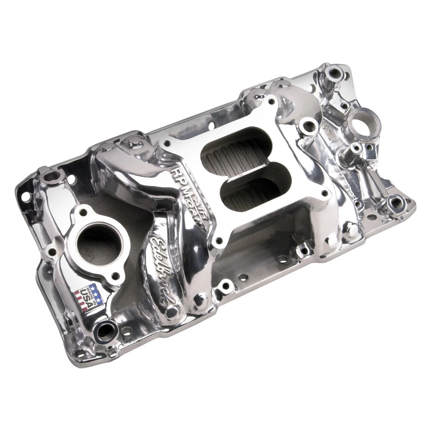EdelbrockĀ® 75011 - RPM Air GapĀ® Polished Dual Plane Intake Manifold