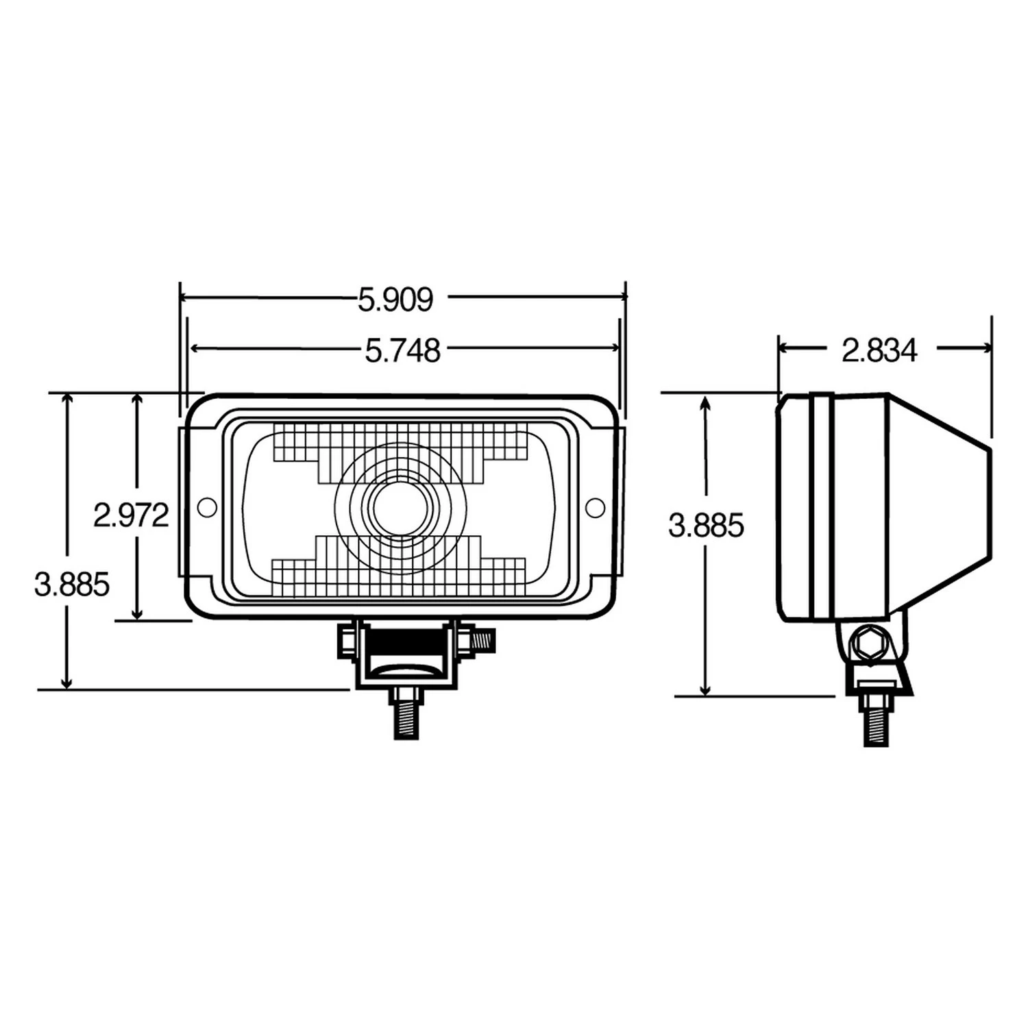 Truck-Lite® 80525 - Stud Mount 5"x3" 55W Rectangular Driving Beam Light - Image 5