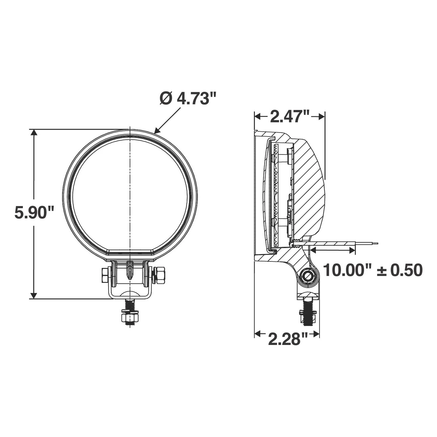 Truck-Lite® 81390 - 81 Series Auxiliary Stud Mount 4" Round Spot Beam LED Light - Image 4