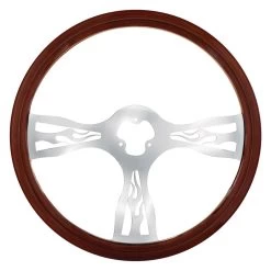 United Pacific® 88220 - 3-Spoke Flame Style Wood Steering Wheel