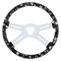 United Pacific® - 4-Spoke Skull Wood Steering Wheel With Hydro-Dip Grip