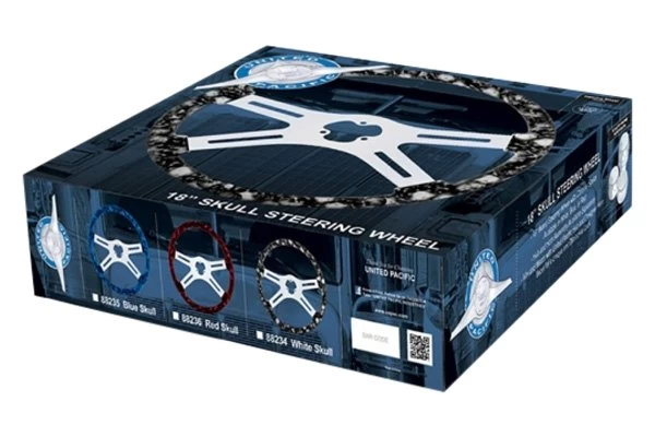 United PacificĀ® - 4-Spoke Skull Wood Steering Wheel With Hydro-Dip Grip - Image 5