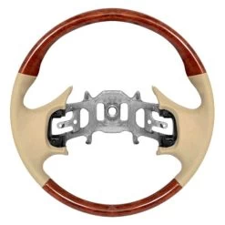 B&I® AW1203L004-DRW - Premium Thumb-Grip Design Flint (Dark Gray) Leather Steering Wheel With Rosewood Grip