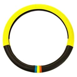 FH Group® CIFH2008-YELLOW - Full Spectrum Genuine Leather Yellow Steering Wheel Cover