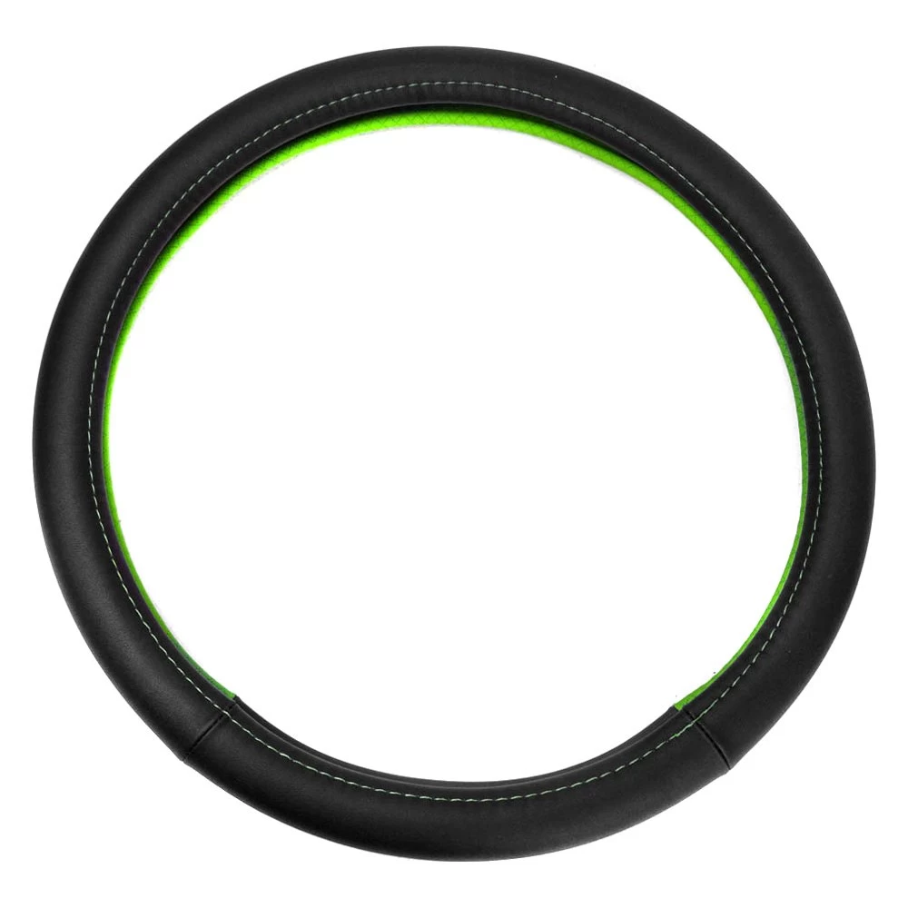 FH Group® CIFH2009-GREEN - Geometric Chic Genuine Leather Green Steering Wheel Cover - Image 2