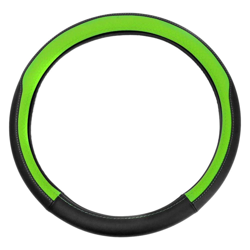 FH Group® CIFH2009-GREEN - Geometric Chic Genuine Leather Green Steering Wheel Cover