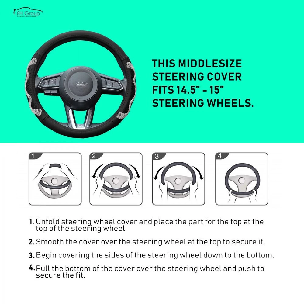 FH Group® CIFH2010-RED - Leather Car Red Steering Wheel Cover With Silicone Anti-Slip Grip - Image 7