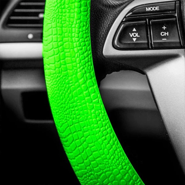 FH Group® CIFH3001-GREEN - Snake Pattern Silicone Green Steering Wheel Cover - Image 4