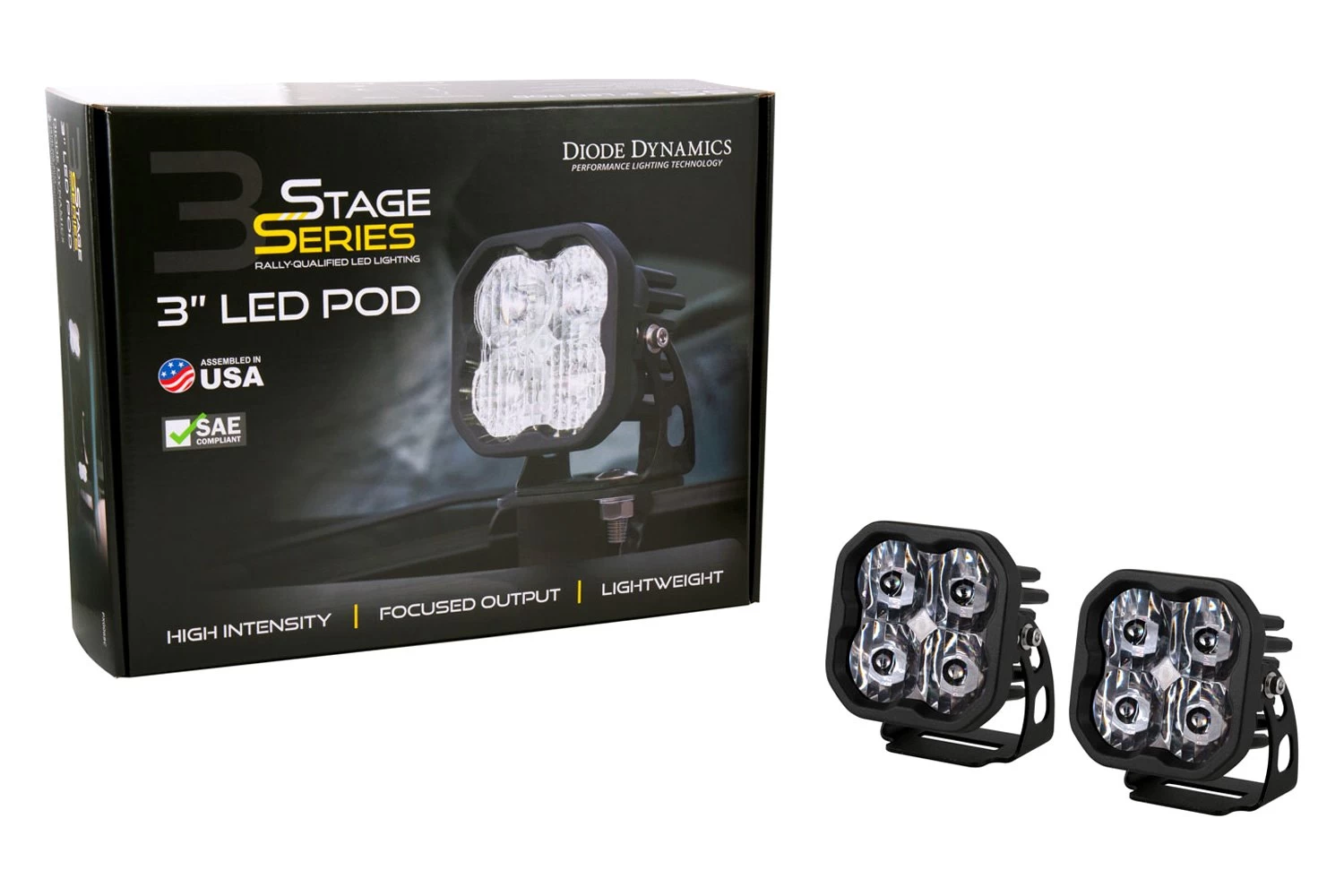 Diode Dynamics® DD6915P - Stage Sport Series Flush Mount 3" 2x14.5W Square Flood Beam LED Lights, With White Backlight - Image 3