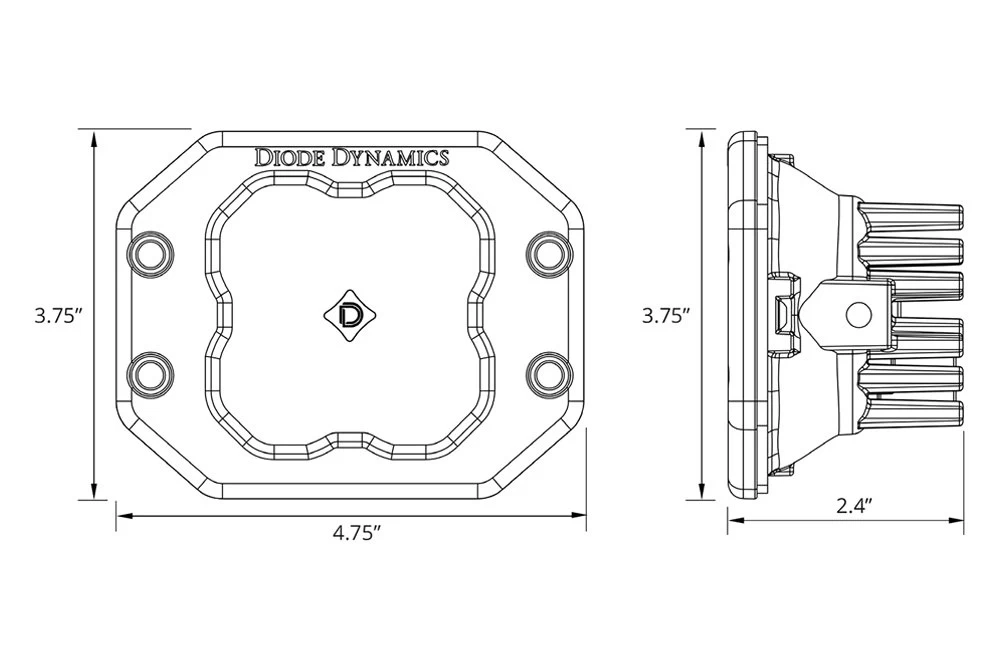 Diode Dynamics® DD6915P - Stage Sport Series Flush Mount 3" 2x14.5W Square Flood Beam LED Lights, With White Backlight - Image 15