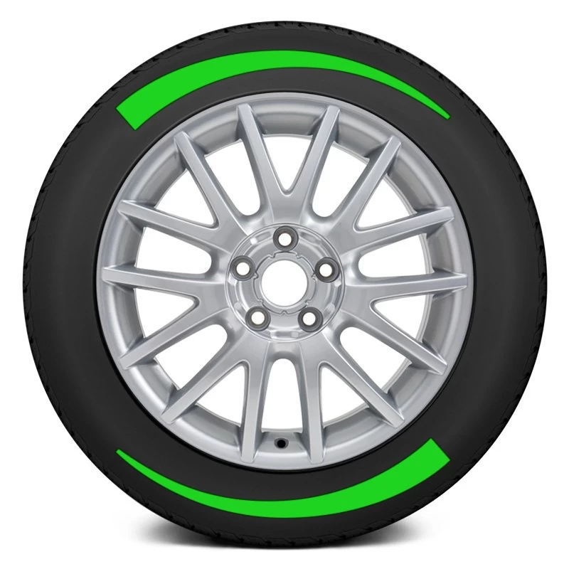 Tire Stickers® FLARE-1718-125-4-G - Green "Flares" Full Tire Decal Kit