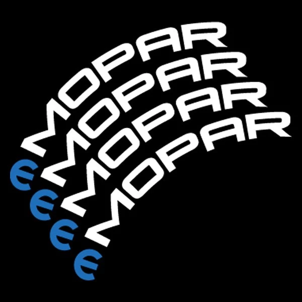 Tire Stickers® MOP-1921-75-4-W - White "Mopar" Tire Lettering Kit With Blue Logo - Image 2