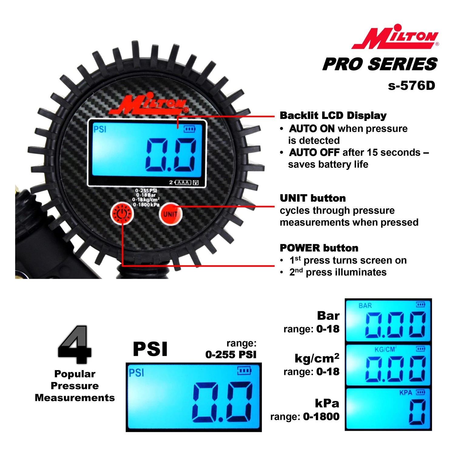 Milton® - Professional™ Pistol Grip Digital Tire Inflators - Image 9