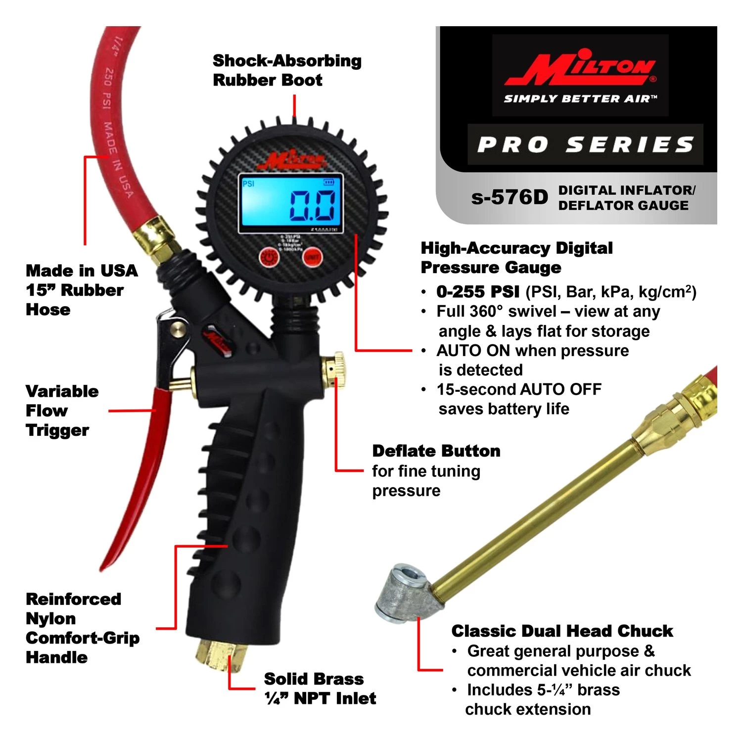 Milton® - Professional™ Pistol Grip Digital Tire Inflators - Image 10