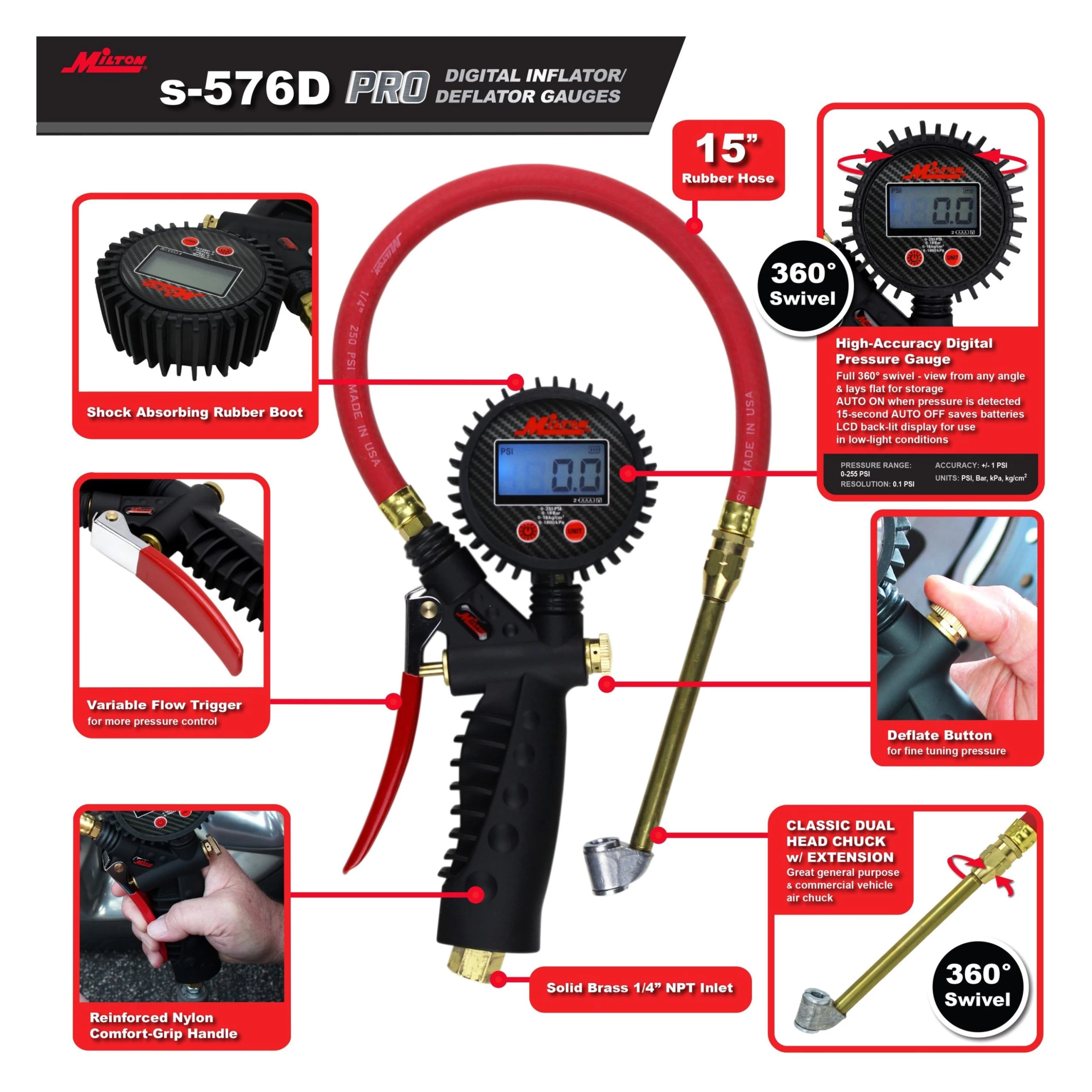 Milton® - Professional™ Pistol Grip Digital Tire Inflators - Image 15