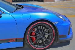 Tire Stickers® TXF1-1718-075-4-R - Red "Text With F1 Stripes" Tire Lettering Kit