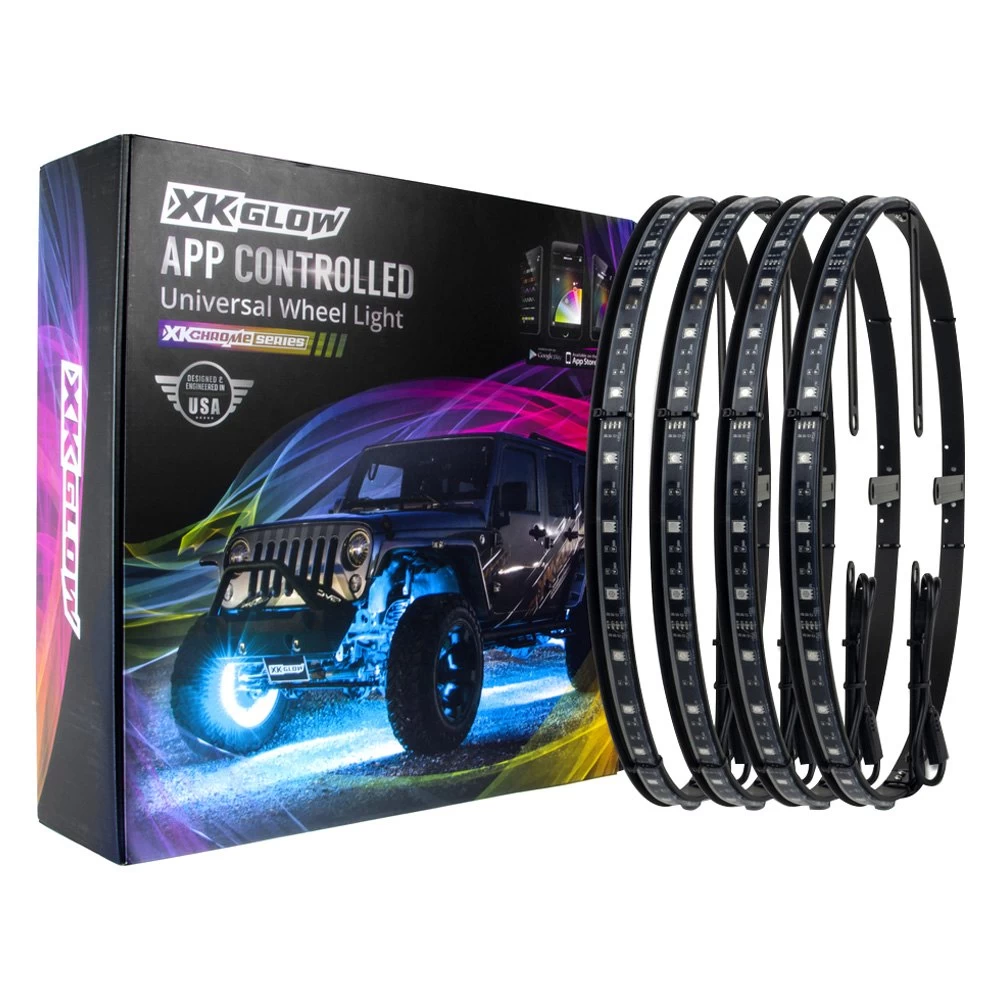 XKGlow® XK-WHEEL-KIT-DM - 15" XKchrome Turn Signal Function RGB Wheel Ring Kit With Dual Mode Dash Mount Controller - Image 10