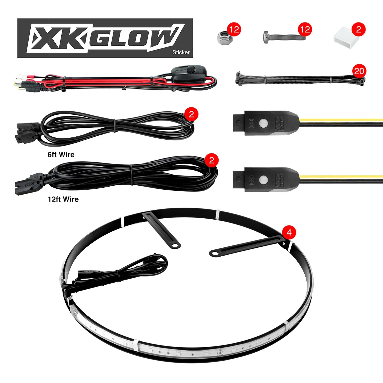 XKGlow® XK-WHEEL-KIT-DM - 15" XKchrome Turn Signal Function RGB Wheel Ring Kit With Dual Mode Dash Mount Controller - Image 2