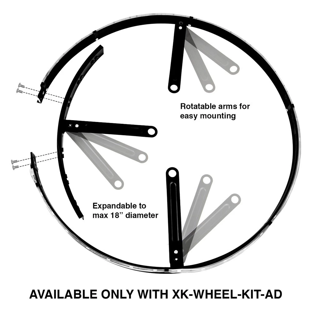 XKGlow® XK-WHEEL-KIT-DM - 15" XKchrome Turn Signal Function RGB Wheel Ring Kit With Dual Mode Dash Mount Controller - Image 9